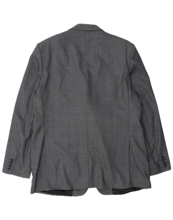 AQUASCUTUM Veste blazer à 3 boutons pour homme UK 48 4XL Gris à carreaux en laine