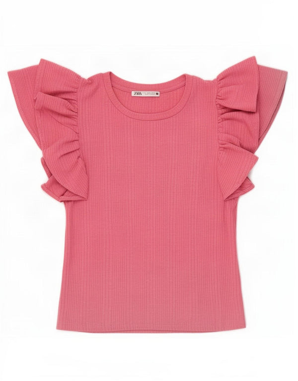 Zara Womens Crop Blouse Top UK 8 Petit Rose