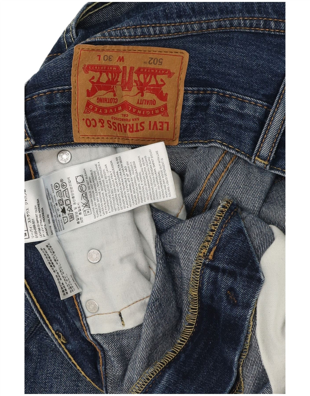LEVI'S Short en Jean 502 W30 Homme Bleu Moyen Coton