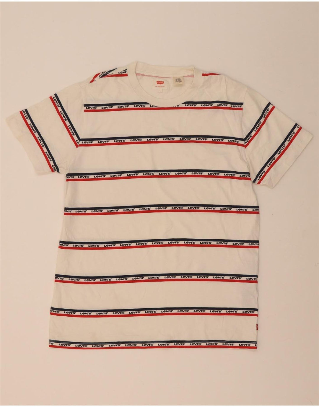 Levi's T-Shirt Graphique Homme Blanc Large Coton Rayé