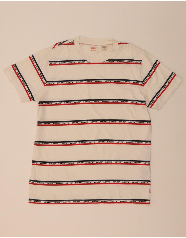 Levi's T-Shirt Graphique Homme Blanc Large Coton Rayé