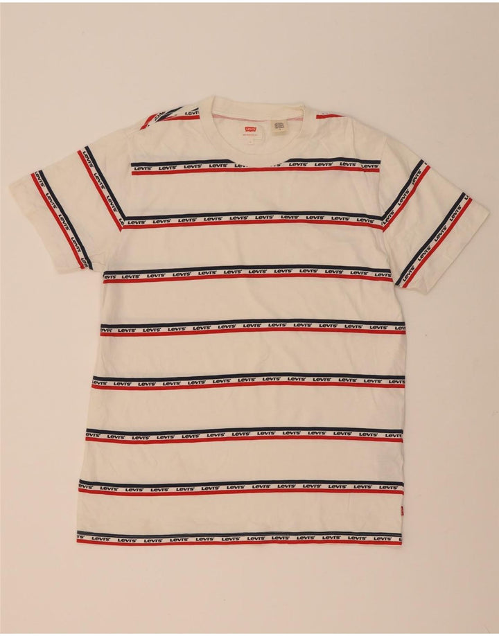 Levi's T-Shirt Graphique Homme Blanc Large Coton Rayé