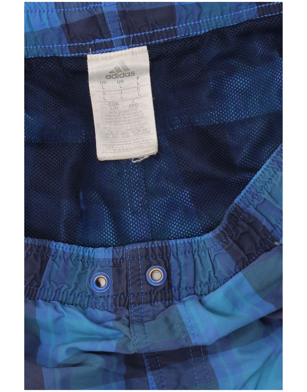 ADIDAS Short de bain pour homme en nylon à carreaux bleus