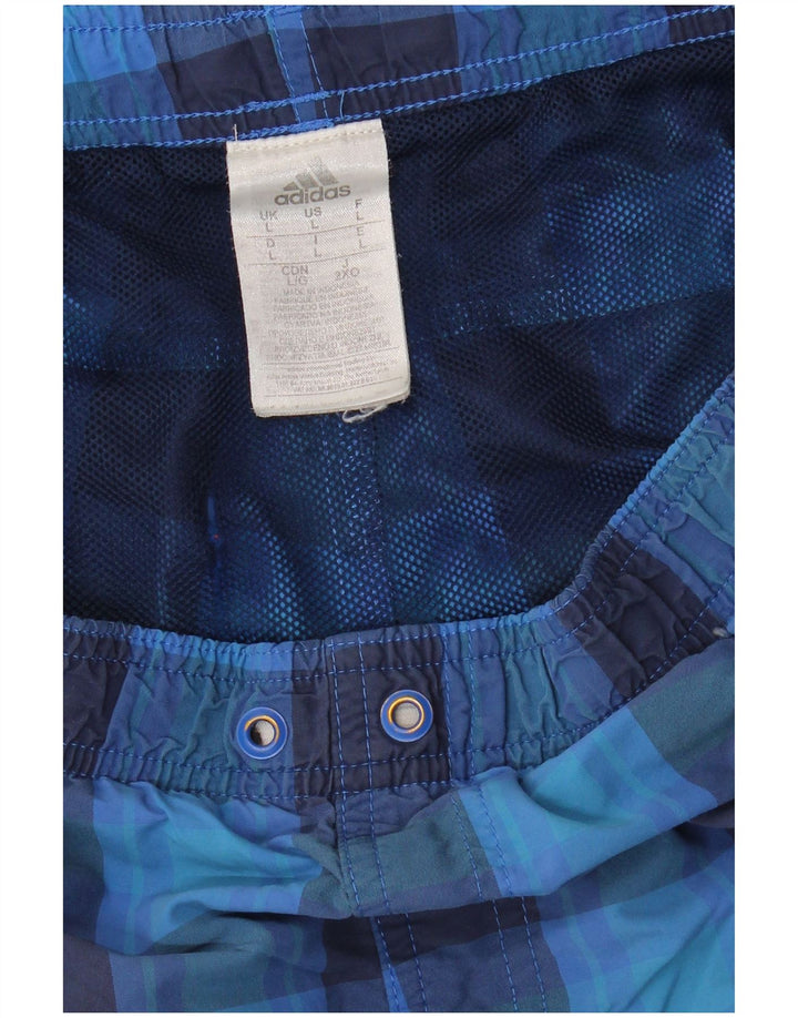 ADIDAS Short de bain pour homme en nylon à carreaux bleus