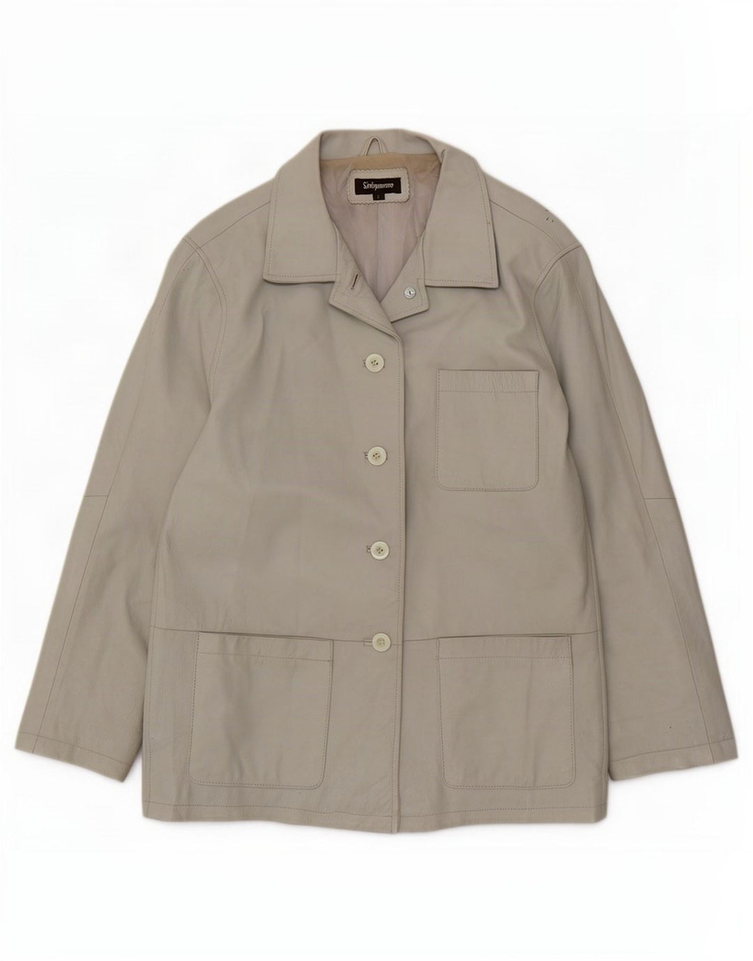 Sinequanone Veste utilitaire en cuir surdimensionnée pour femme UK 10 Petit Gris