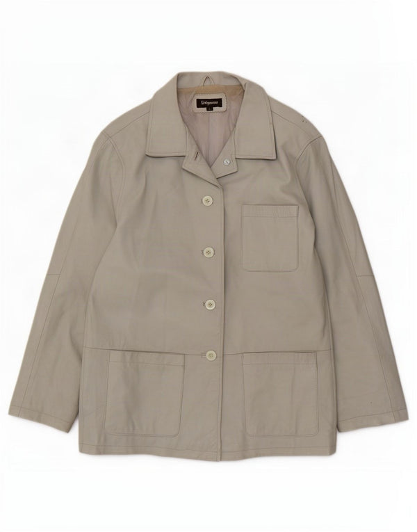 Sinequanone Veste utilitaire en cuir surdimensionnée pour femme UK 10 Petit Gris