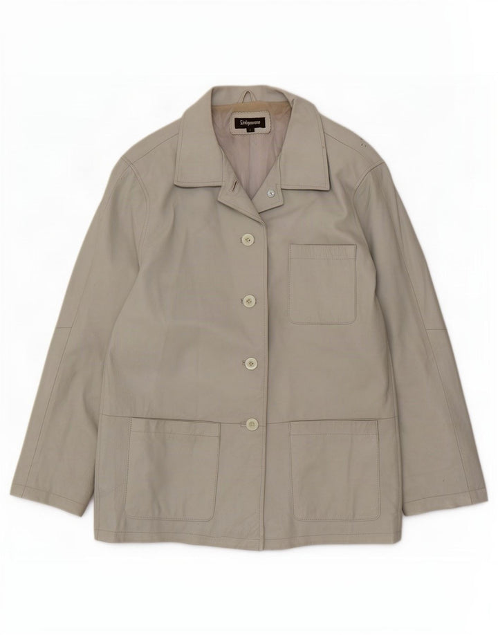 Sinequanone Veste utilitaire en cuir surdimensionnée pour femme UK 10 Petit Gris