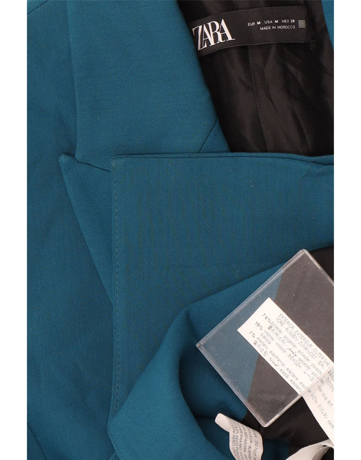 Zara Veste Blazer Double Boutonnage Femme UK 12 Bleu Moyen Polyester