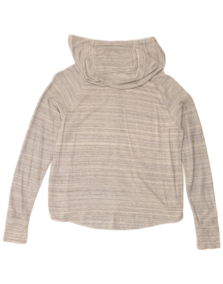 NIKE Pull à capuche zippé pour femme UK 14 Gris moyen rayé