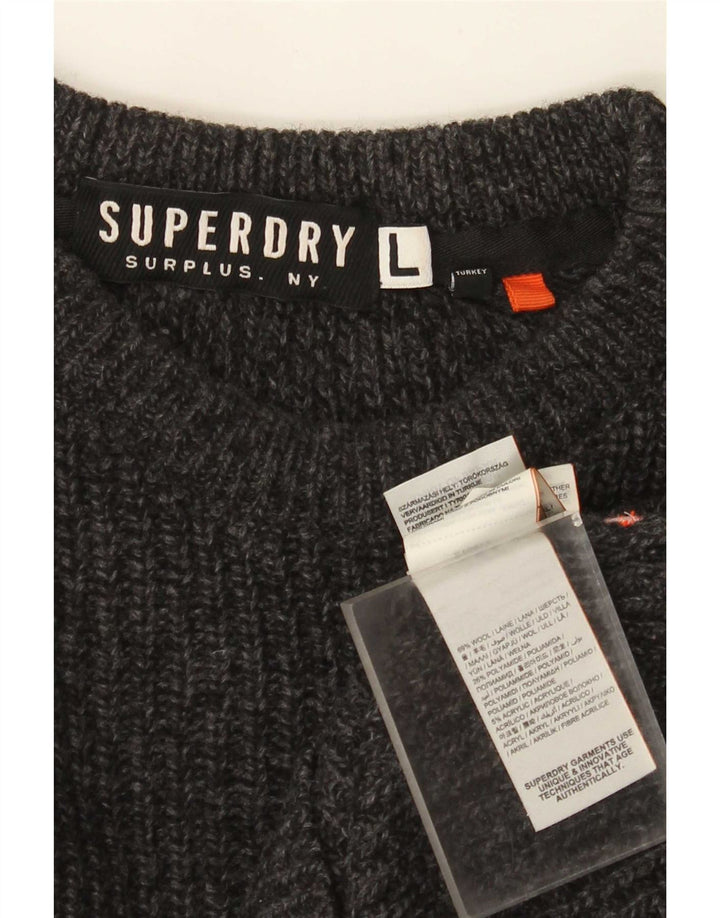 Superdry Pull à col bateau pour homme en laine gris Large
