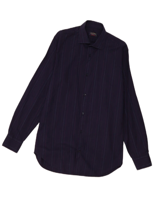 Paul & Shark Chemise de yachting pour hommes Taille 38 Coton à fines rayures bleu marine moyen