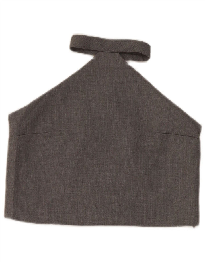 Zara Womens Crop Halter Top UK 8 Petit Gris Polyester