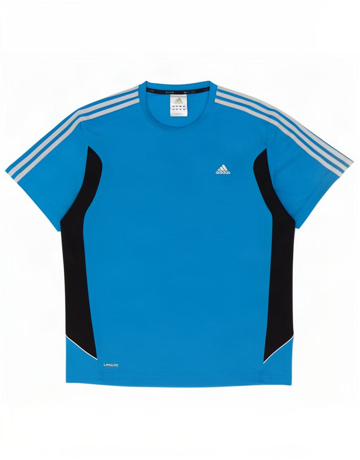 Adidas Hommes Climalite T-Shirt Haut Grand Bleu Colorblock Polyester