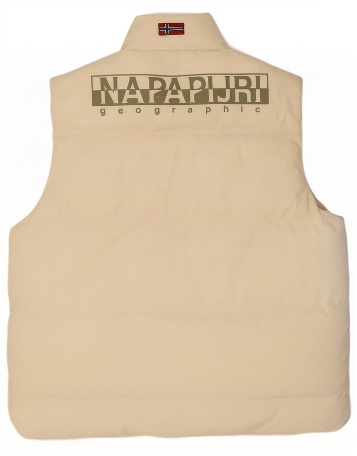 Napapijri Gilet rembourré graphique pour homme UK 38 Medium Off White Polyamide