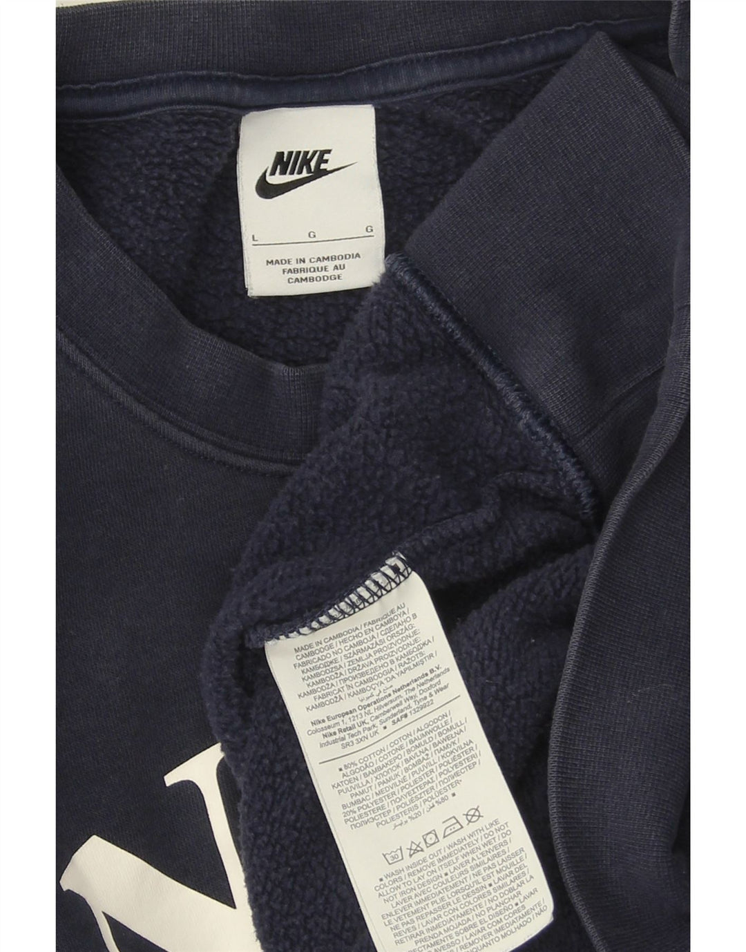 NIKE Sweat-shirt graphique surdimensionné pour femme UK 16 Large Bleu marine