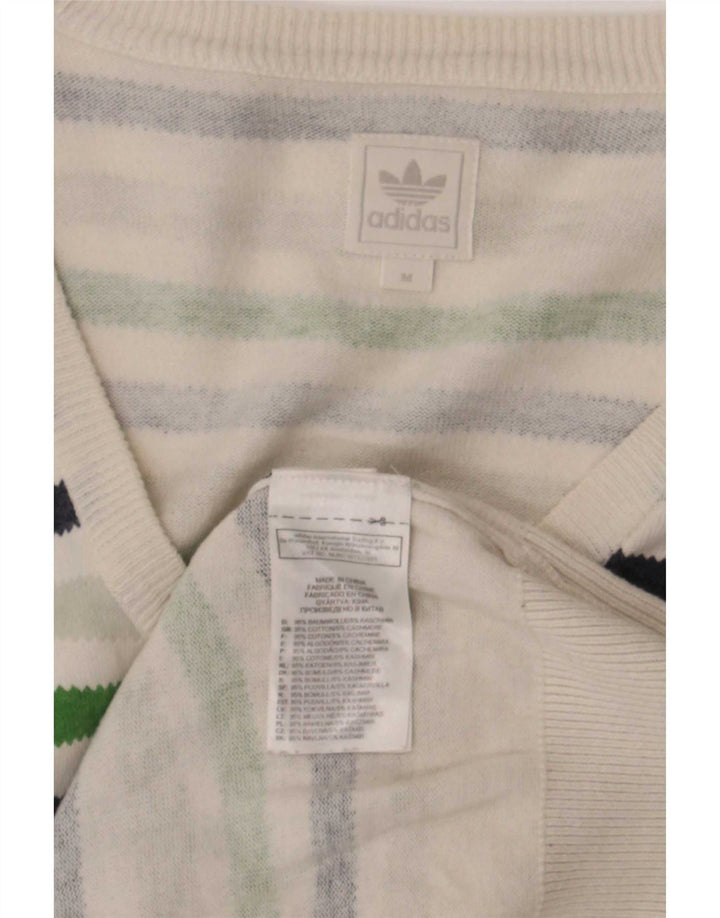 Adidas Pull col V pour homme en coton rayé multicolore moyen