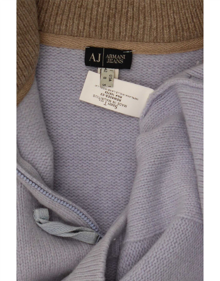 Armani Jeans Pull court à col zippé pour femme IT 42 Laine bleu moyen