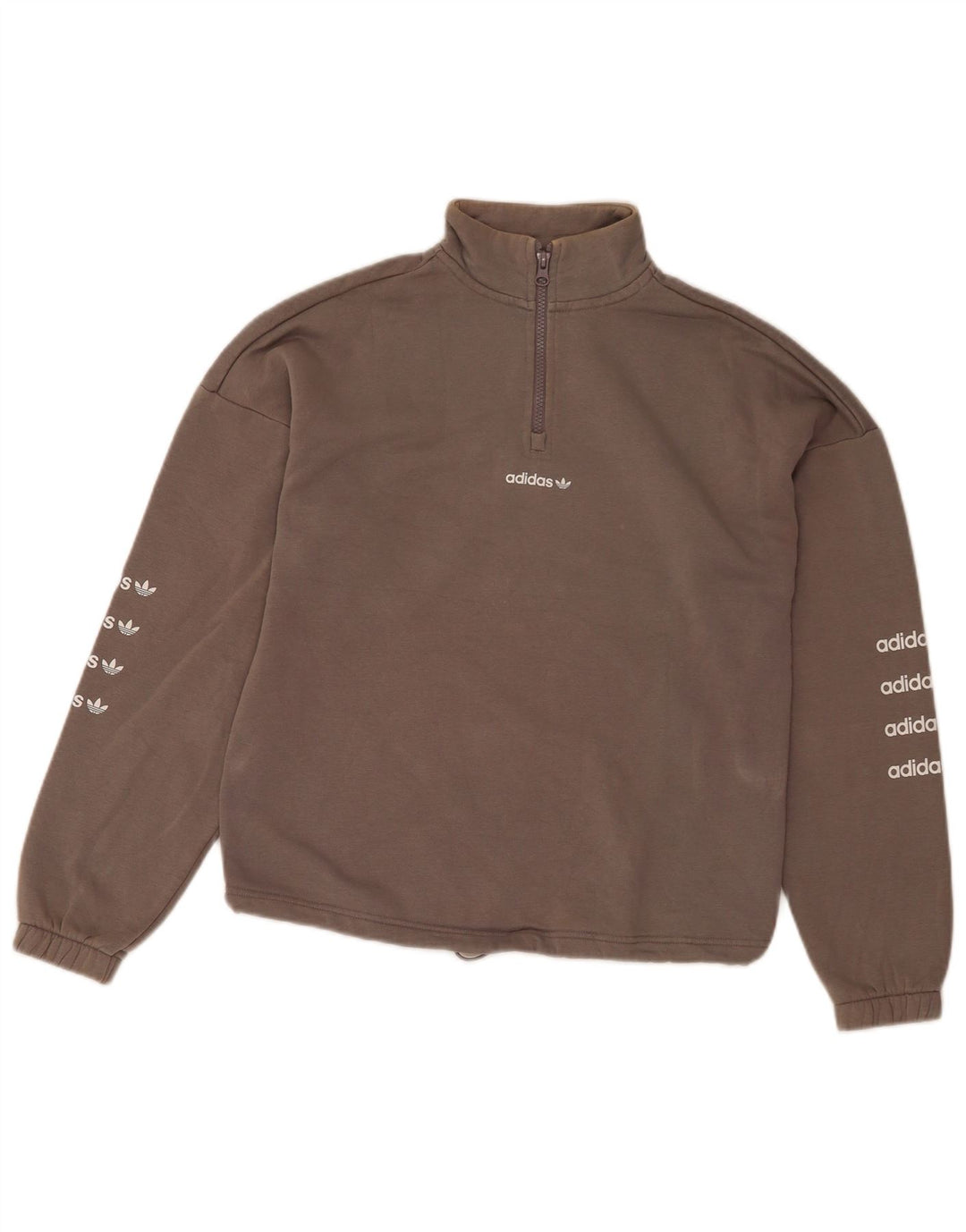 Adidas Sweat-shirt surdimensionné à col zippé pour femme EU 36 Petit Gris