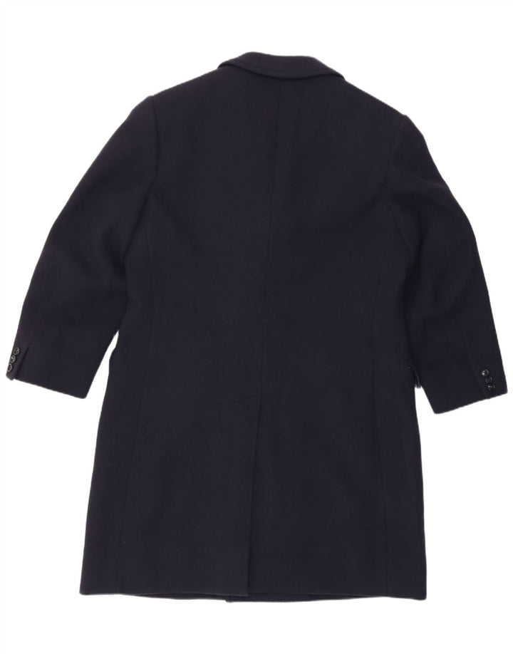 vintage Mens Double Breasted Coat UK 38 Bleu Marine Moyen