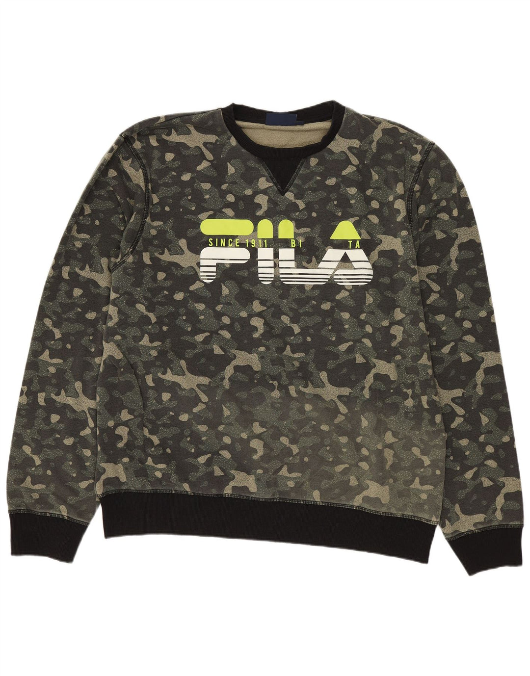 Fila Homme Graphic Sweatshirt Jumper XL Kaki Camouflage Coton