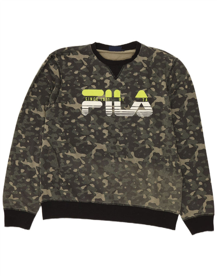 Fila Homme Graphic Sweatshirt Jumper XL Kaki Camouflage Coton