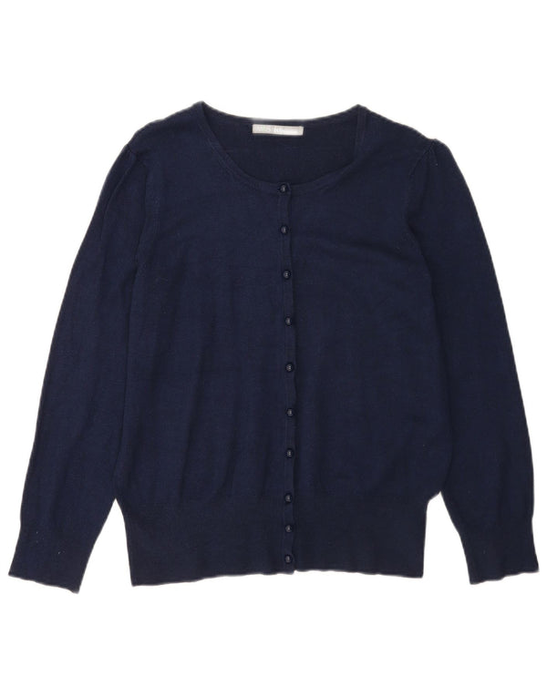 Marks & Spencer Pull Cardigan pour Femme UK 16 Large Bleu Marine Viscose