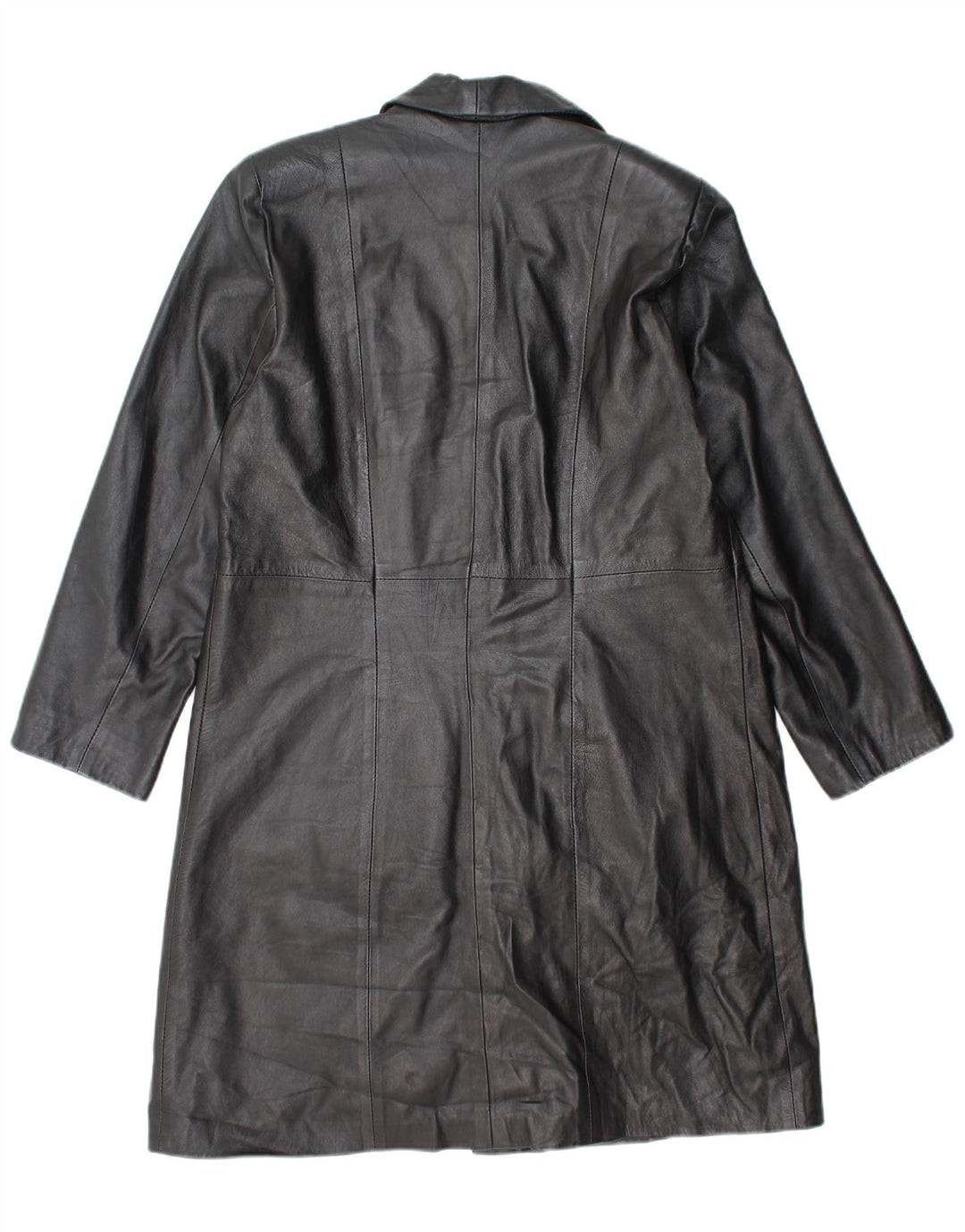 VINTAGE Manteau en cuir femme UK 18 XL Cuir noir