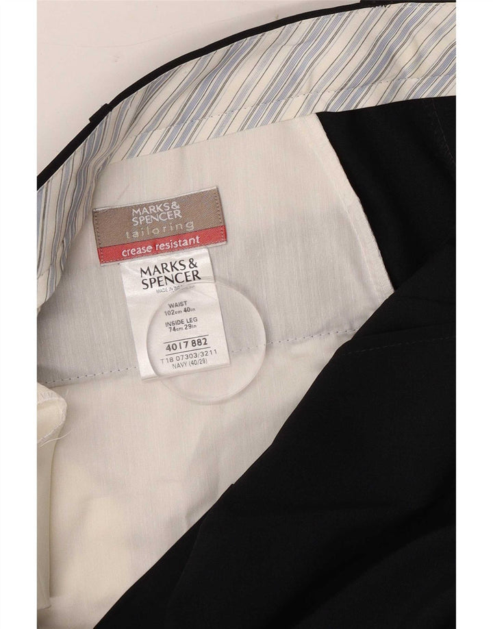 Marks & Spencer Pantalon de costume pour homme W40 L29 Bleu marine Polyester