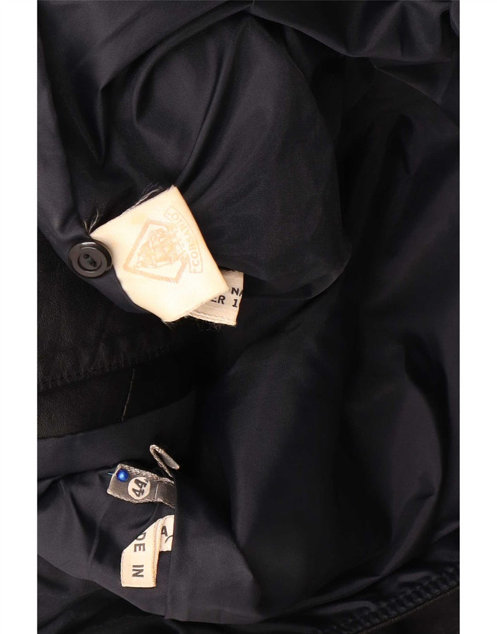 Veste en cuir femme vintage IT 44 Cuir noir moyen