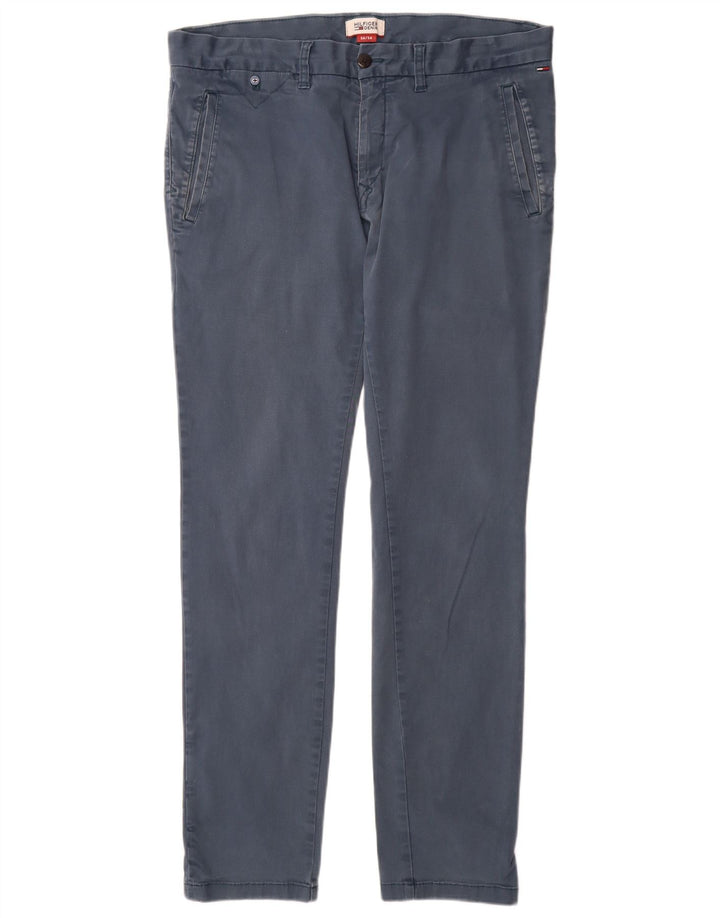 TOMMY HILFIGER Pantalon Chino Slim Fit Homme W36 L34 Bleu Coton