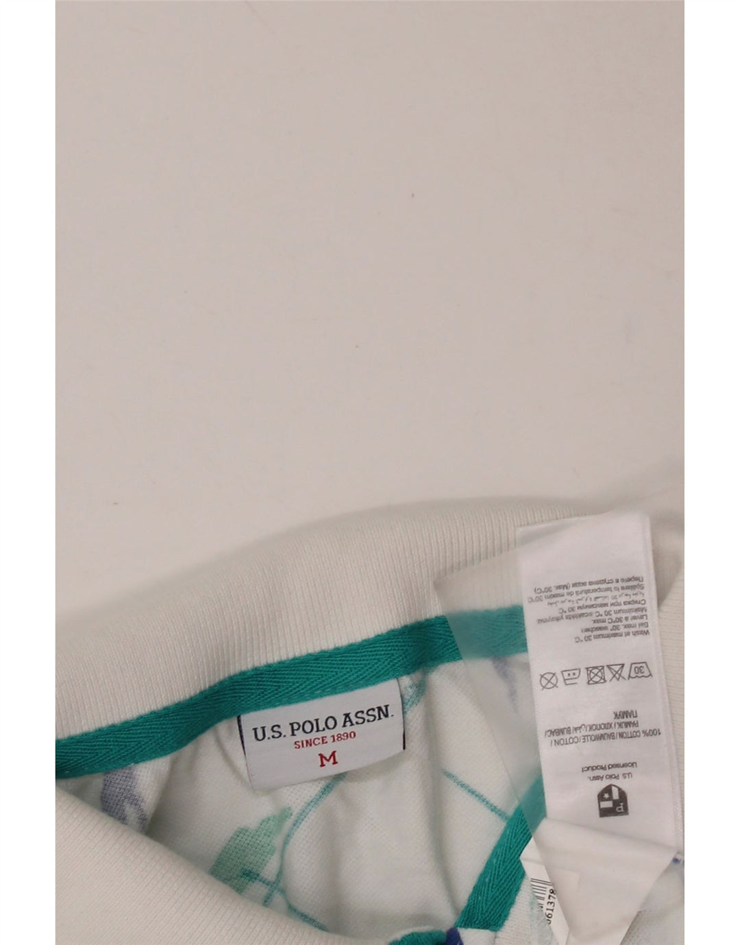 US Polo Assn Polo à motif abstrait pour homme en coton floral blanc moyen