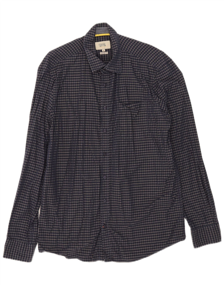 Chemise Regular Fit Homme Camel Active Coton Vichy Bleu Marine Moyen