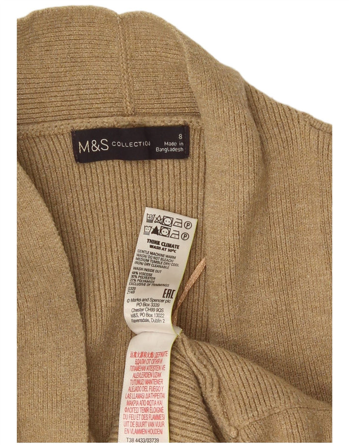 Marks & Spencer Pull Cardigan Ouvert pour Femme UK 8 Petite Viscose Beige