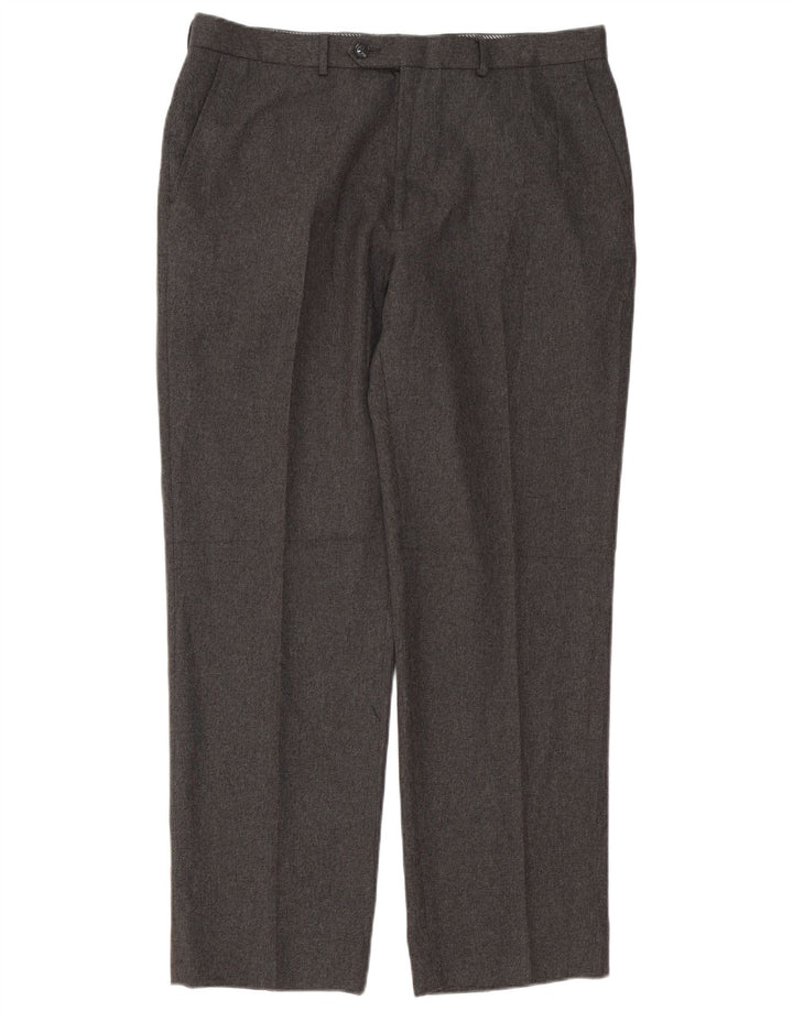Marks & Spencer Pantalon de Costume Droit Homme W36 L31 Gris Polyester
