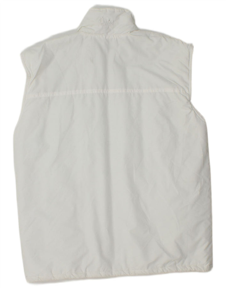 vintage Mens Gilet rembourré UK 36 Petit Polyester Blanc