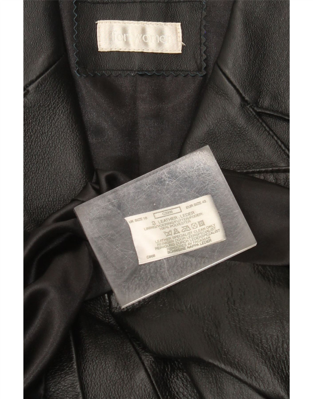 manteau en cuir femme vintage UK 18 XL Cuir Noir