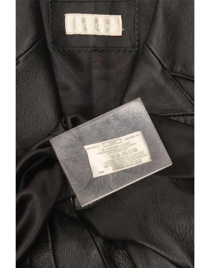 manteau en cuir femme vintage UK 18 XL Cuir Noir