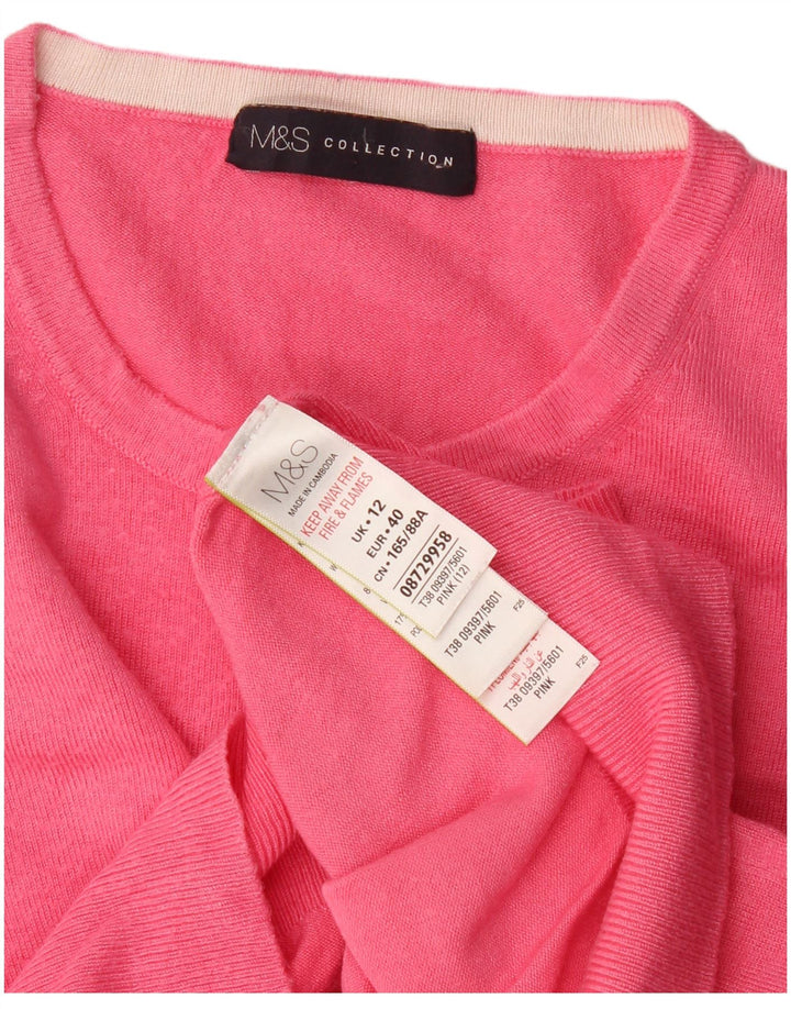 Marks & Spencer Pull Cardigan Femme UK 12 Viscose Rose Moyen