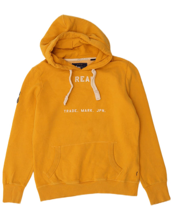 Superdry Pull à capuche graphique pour femme UK 12 Coton jaune moyen