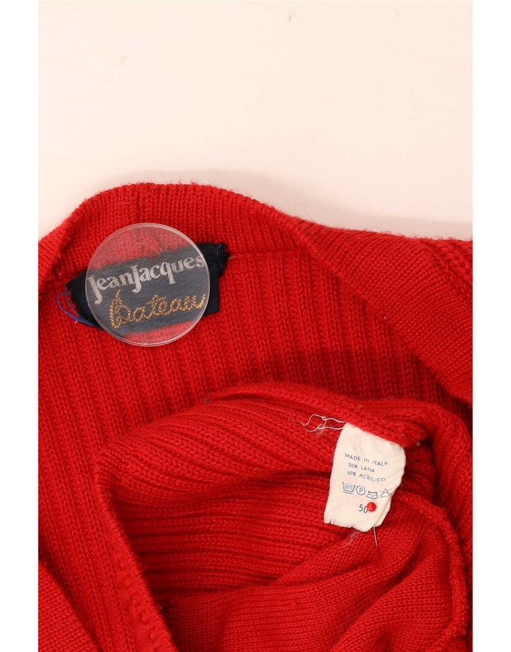 Jean Jacques Pull Cardigan Homme IT 50 Laine Rouge Moyen