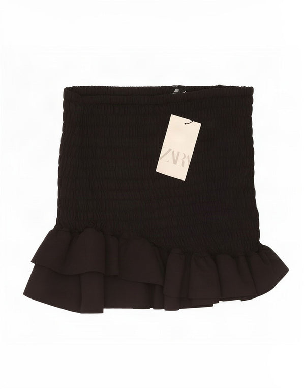 Zara Femme Mini Jupe XS W25 Noir Polyester