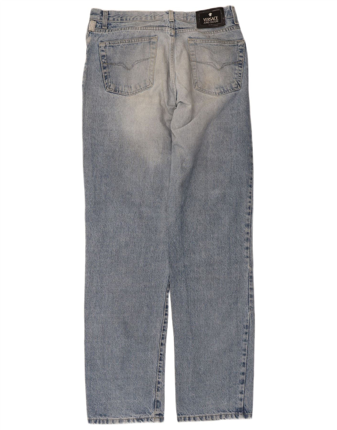 VERSACE Homme Jean droit vieilli W34 L33 Bleu Coton