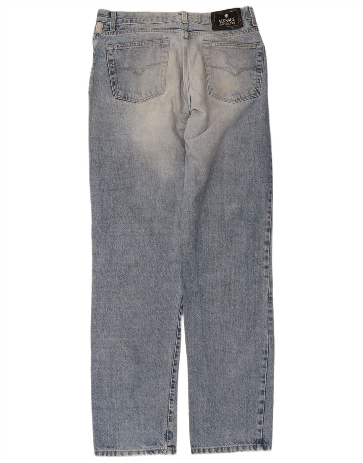 VERSACE Homme Jean droit vieilli W34 L33 Bleu Coton