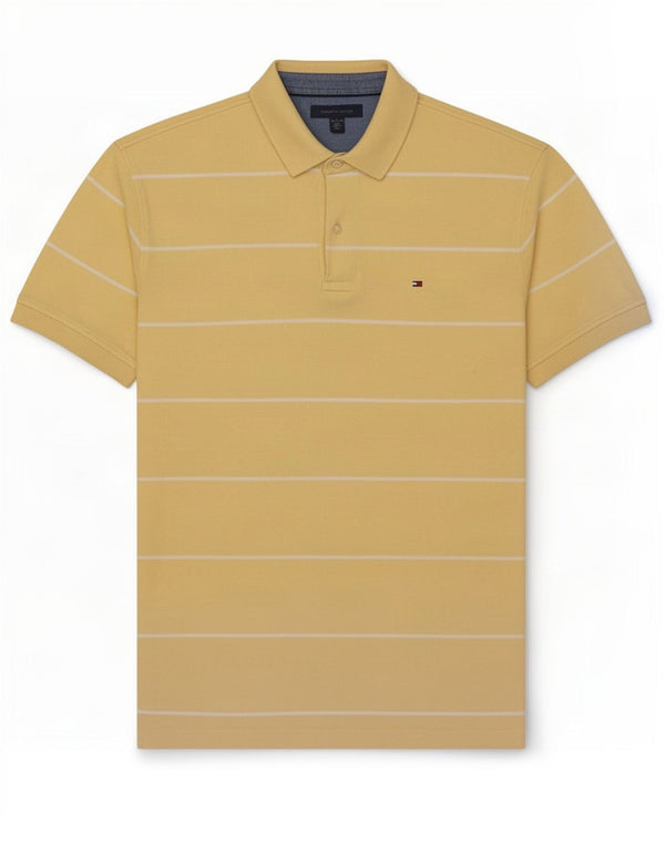 Tommy Hilfiger Polo Homme XL Jaune Rayé Coton