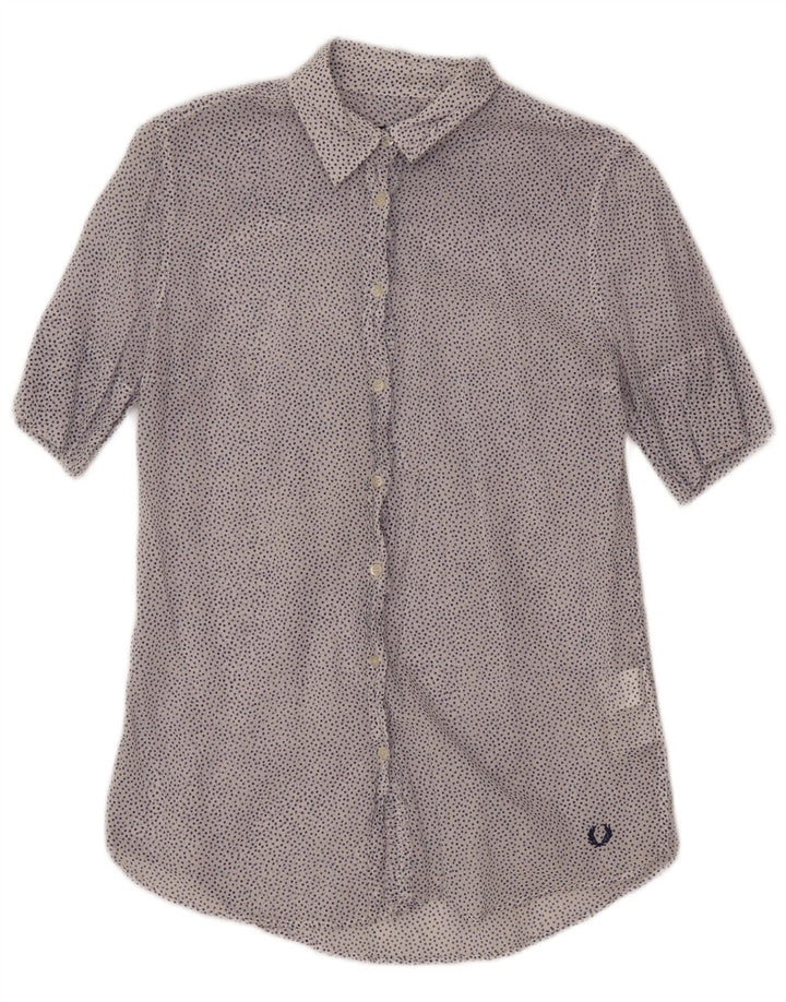 Fred Perry Chemise transparente pour femme UK 14 Grand coton à pois blanc