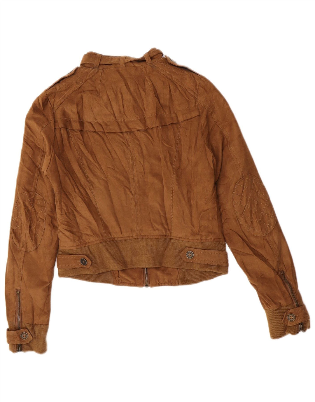 Zara Womens Crop Military Bomber Jacket UK 10 Petit Beige Polyester