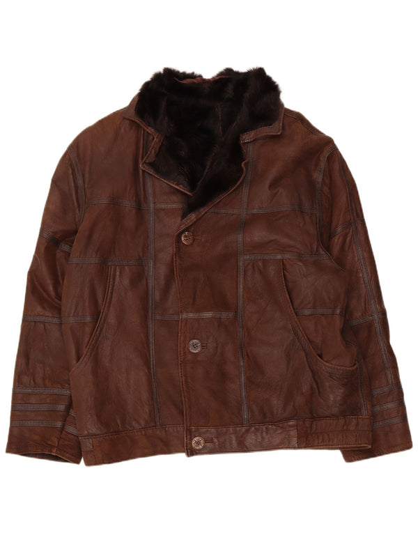 vintage Mens Shearling Jacket UK 40 Grand Patchwork Brun
