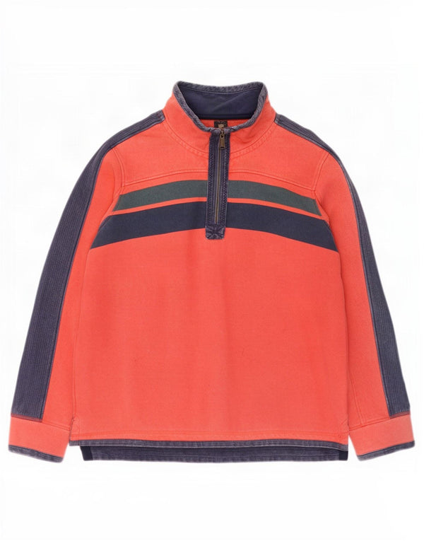 Fat Face Sweat-shirt à col zippé pour homme en coton color block Orange Taille L