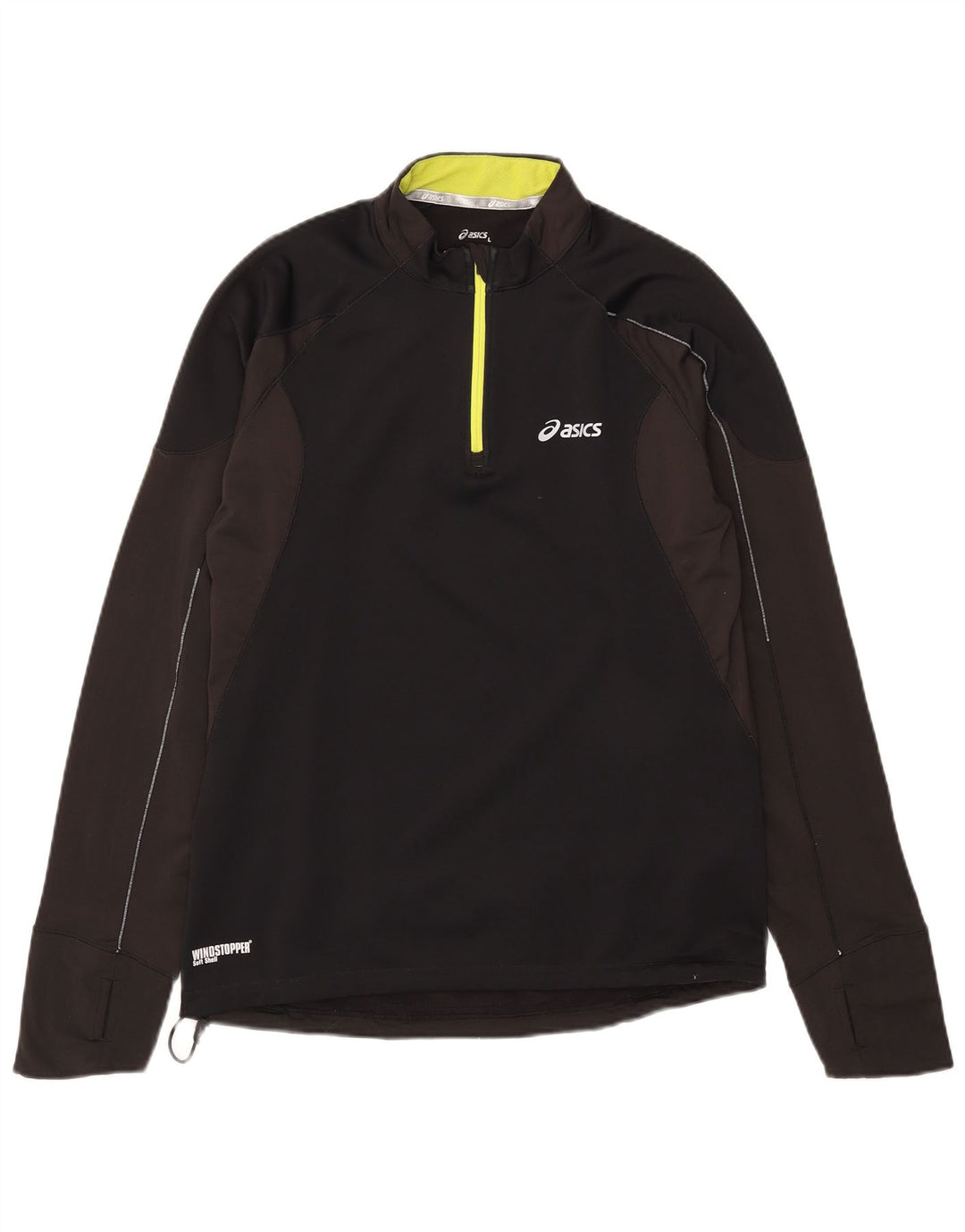 Asics Haut de survêtement à col zippé pour hommes, grand, noir, colour block