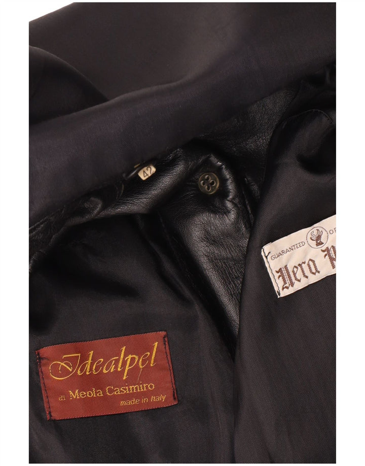 Veste en cuir femme vintage IT 42 Cuir noir moyen